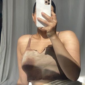 Urban Outfitters Jill Notched Cropped Tank Top